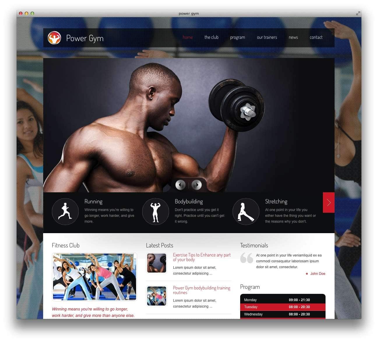 WordPress шаблоны – Фитнес и спорт 10