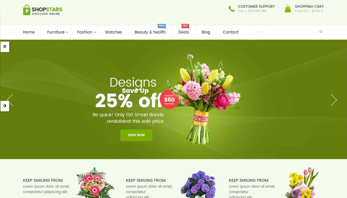 Интернет магазин для продажи цветов- Opencart шаблон