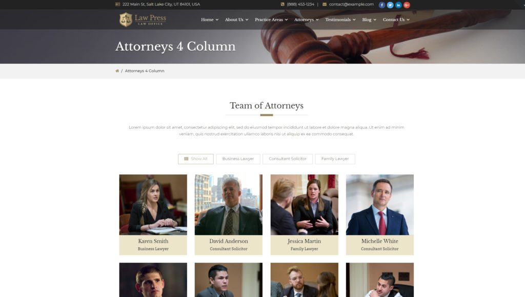 Деловые темы WordPress для адвокатов и юристов с формой записи 01