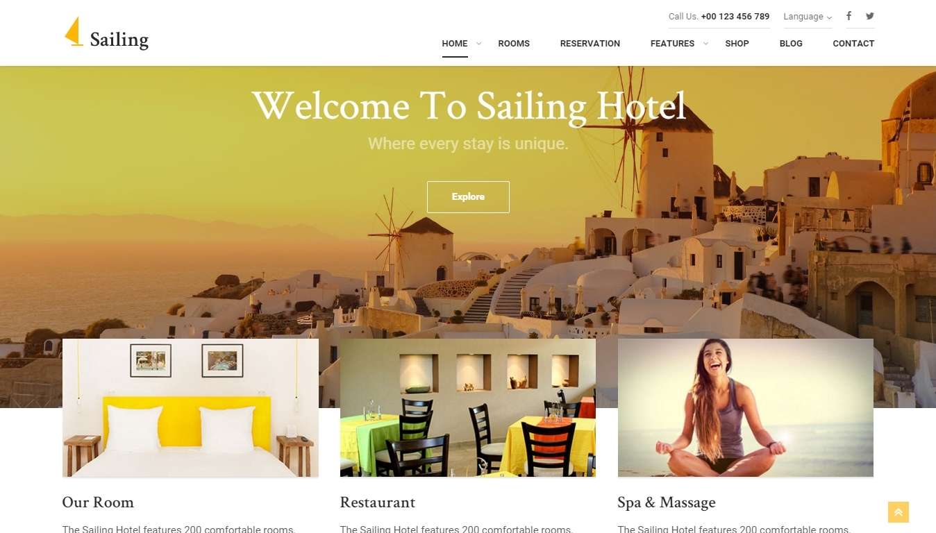 Sailing - WordPress шаблоны для гостиницы и отеля