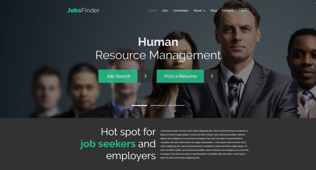WordPress шаблон сайта поиска работы, биржи труда или сайта вакансий 02