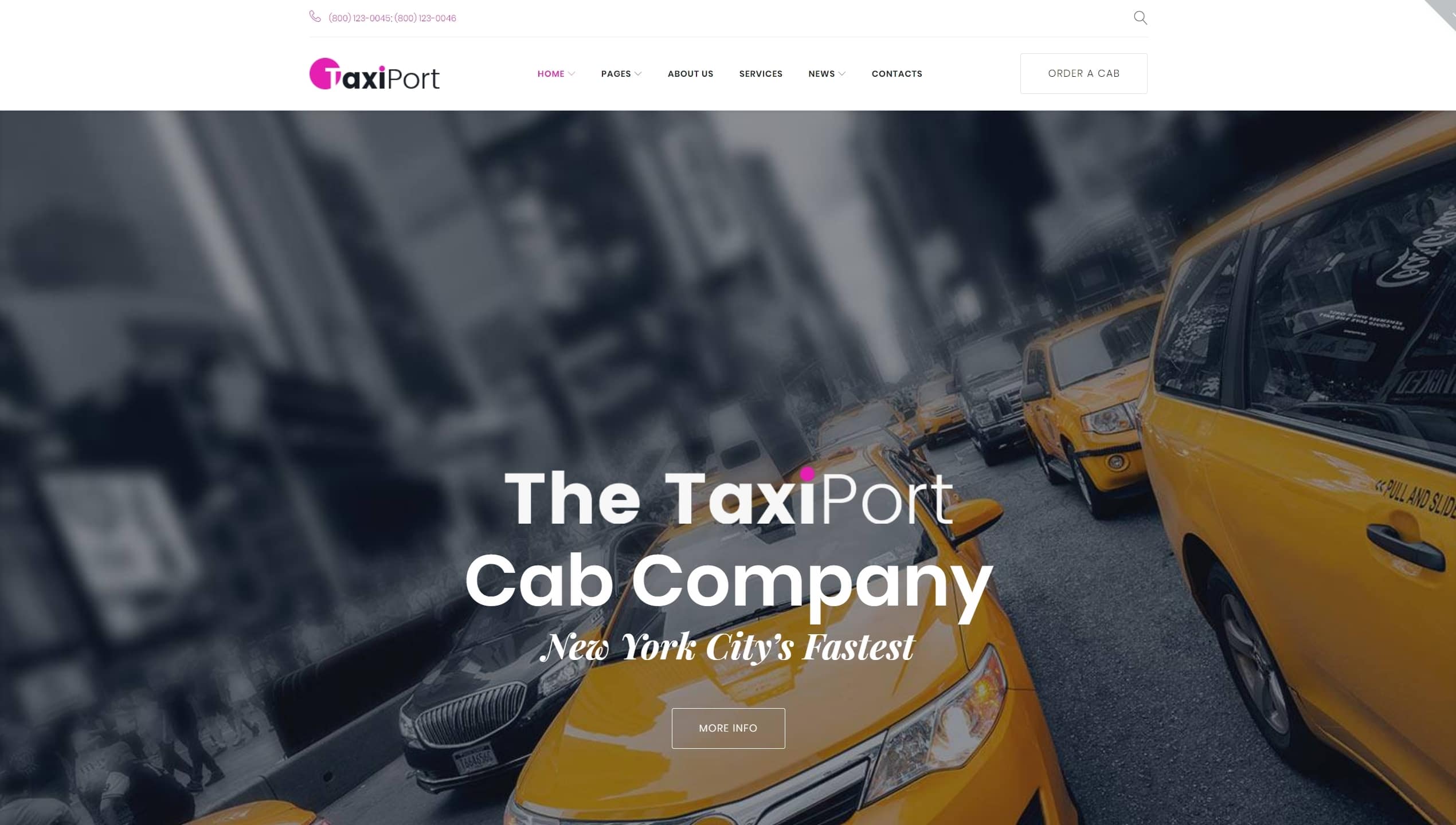 Шаблон сайта такси с классическим желтым дизайном