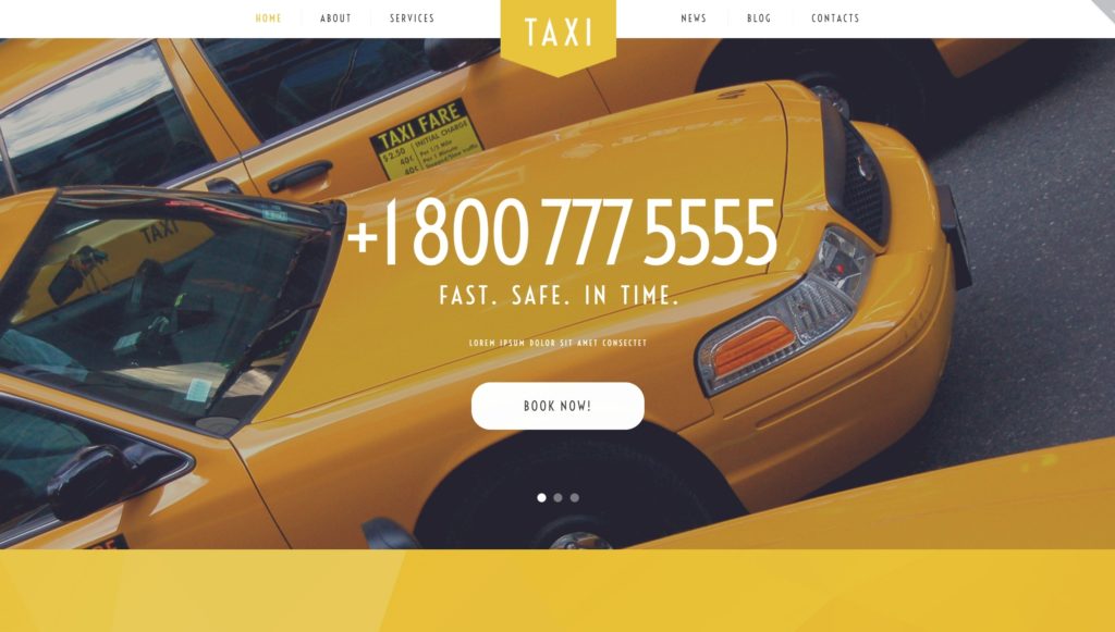 Шаблон сайта такси с классическим желтым дизайном 03