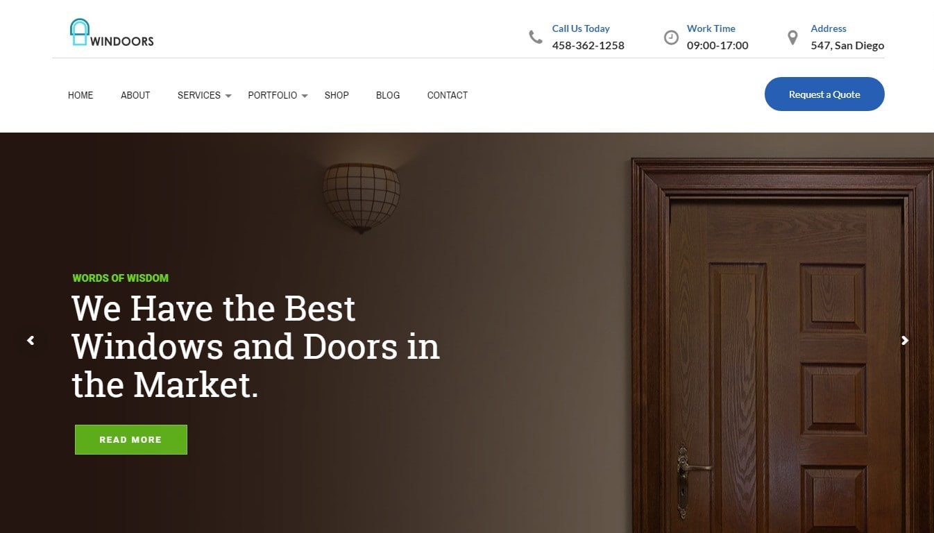Шаблон сайта дверей для фирм с калькулятором стоимости услуг