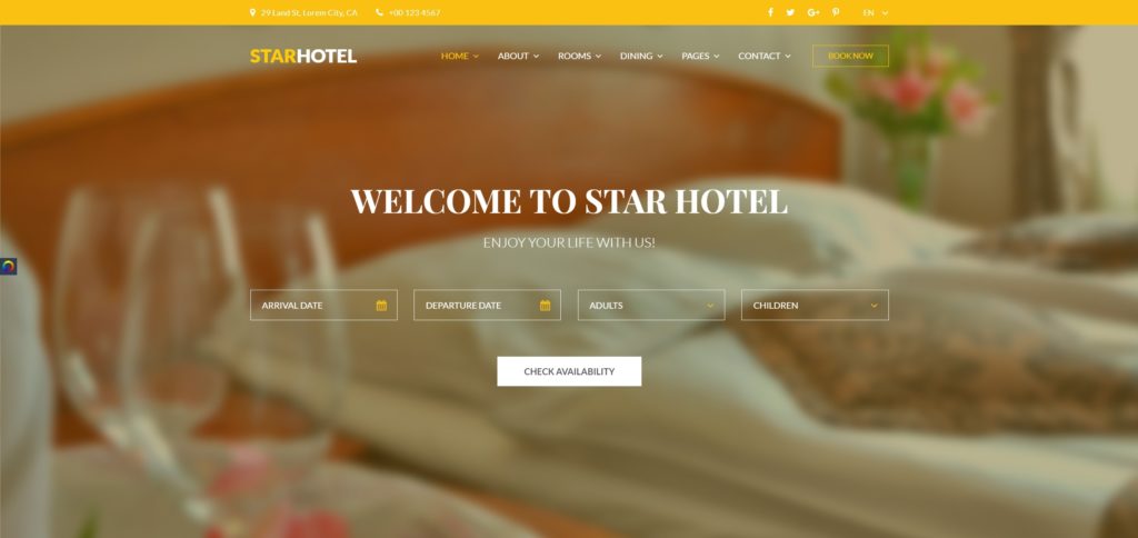 шаблон сайта гостиницы HTML с онлайн-поиском номеров 11