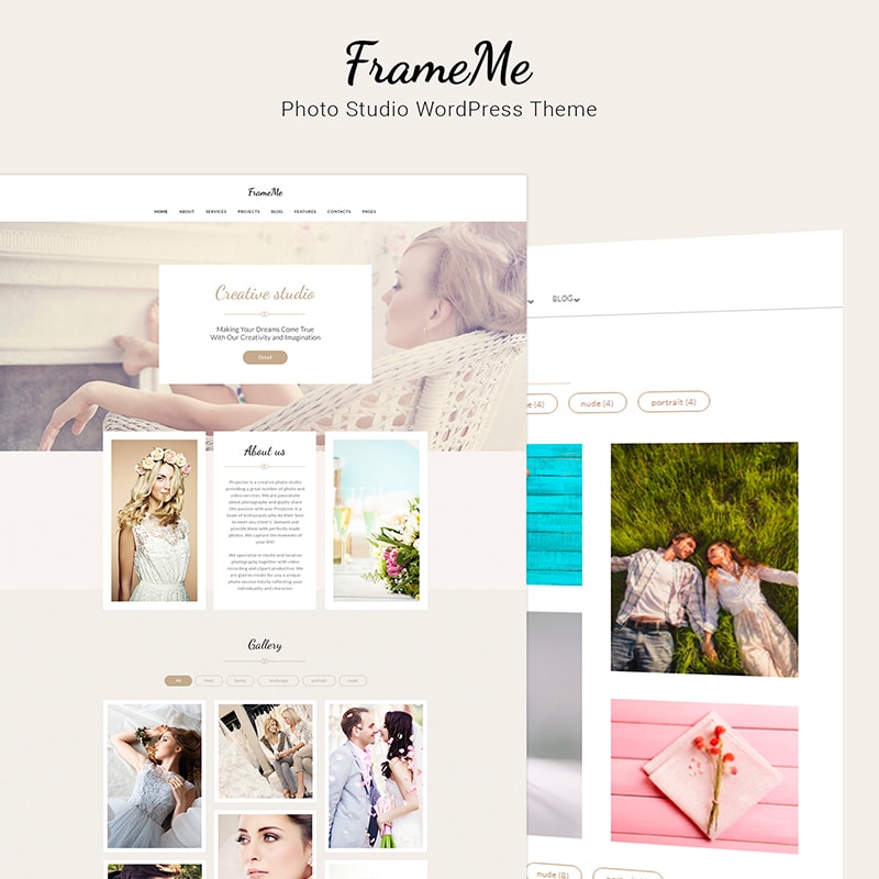 FrameMe - шаблон WordPress сайта студии фотографии