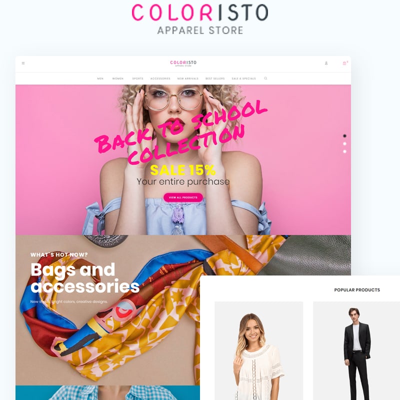 WooCommerce шаблон Coloristo - Apparel Store ECommerce Modern Elementor