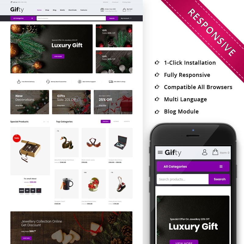 WooCommerce шаблон Gifty - The Gift Store Responsive