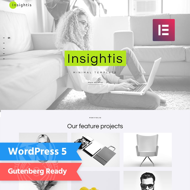 WordPress шаблон Insightis - Creative Minimal Elementor