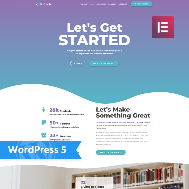 WordPress шаблон Softtech - IT Education Multipurpose Creative Elementor